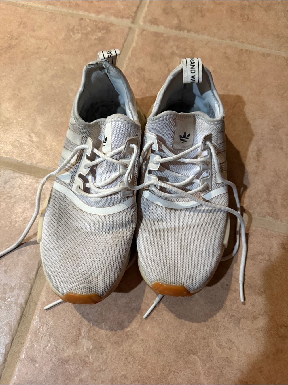 adidas White and Tan Men’s Lightweight Mesh Sneakers